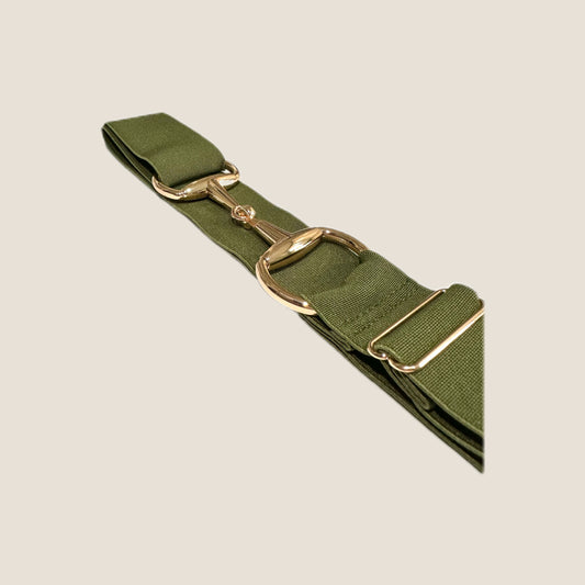 Cinturón Ecuestre Verde militar - vista lateral | Equinomex