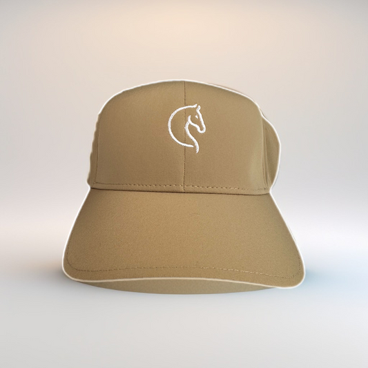 Gorra Beige Bordado Blanco - vista lateral | Equinomex